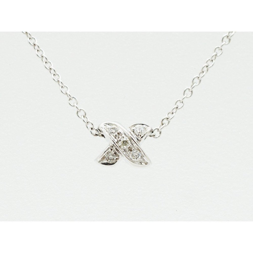 Tiffany 5P Diamond Signature Necklace White Gold